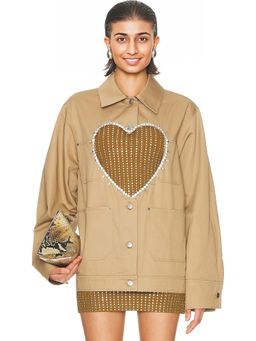 AREA - Crystal Heart Cutout Cargo Jacket