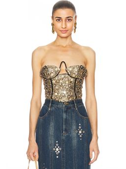 AREA - Crystal Bustier Top