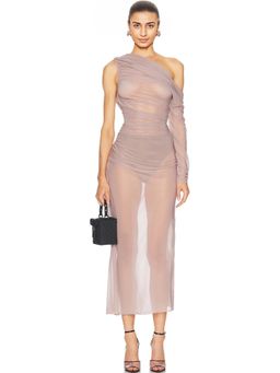 Atlein - One Sleeve Draped Long Dress