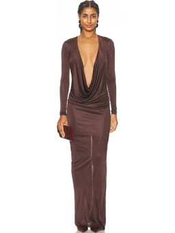 Atlein - Plunge Neck Long Dress