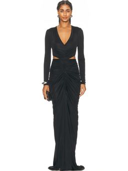 Atlein - V-Neck Cut Out Pocket Gown