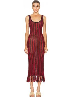 The Elder Statesman - Stripe Scoopneck Fringe Dress