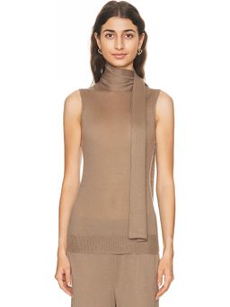 Enza Costa - Tissue Cashmere Sleeveless Scarf Sweater