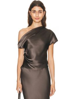 Enza Costa - Silk Satin Asymmetric Drape Top