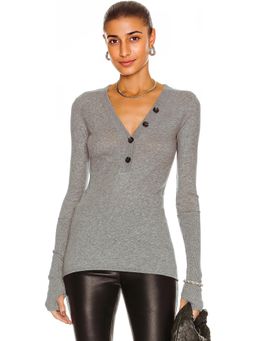Enza Costa - Cashmere Long Sleeve Cuffed Henley Top