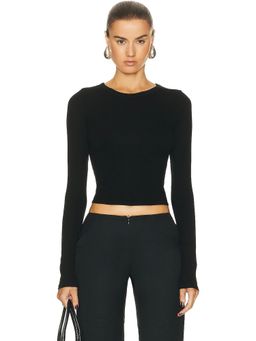 Enza Costa - Silk Knit Long Sleeve Tuck Top