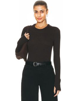 Enza Costa - Cashmere Easy Cuffed Crew Neck Top
