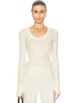 Enza Costa - Cashmere Easy Cuffed U Neck Top