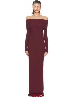 Eterne - Long Sleeve Off-Shoulder Butter Rib Dress