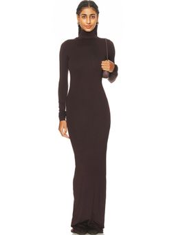 Eterne - Long Sleeve Turtleneck Soft Jersey Dress