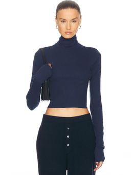 Eterne - Cropped Fitted Turtleneck Top