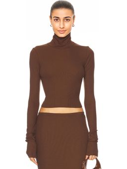 Eterne - Cropped Fitted Turtleneck Top