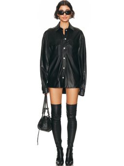 EZR - Oversize Pocket Long Sleeve Leather Dress