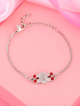 Estele - Rhodium Plated Modern Art Bracelet with Austrian Crystals for Women