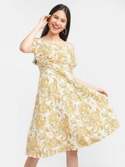 Zink London - Womens Multi-Coloured Bohemian Print Short Sleeves Dress