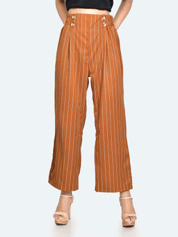 Zink London - Womens Brown Stripes Palazzo