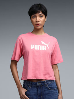 Puma - Cropped No. 1 Logo Womens Relaxed Fit Pink T-Shirt