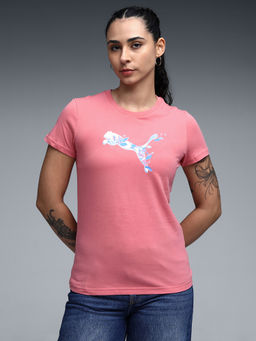 Puma - House Of Graphics Womens Floral Cat Pink T-Shirt