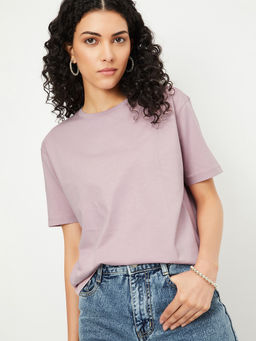 max - Women Solid Pink T-Shirt