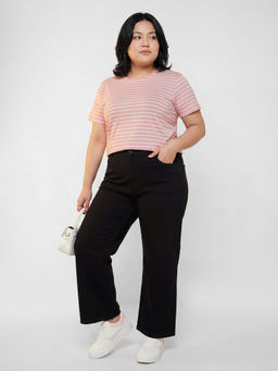 max - Women Striped Pink T-Shirt