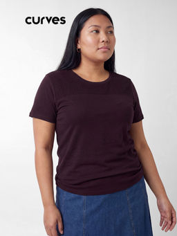 max - Women Mesh Wine T-Shirt