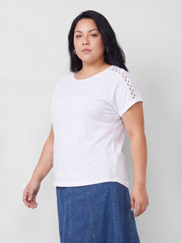 max - Women Solid White T-Shirt