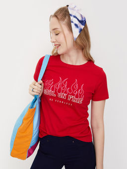 max - Women Round Neck Printed T-Shirt
