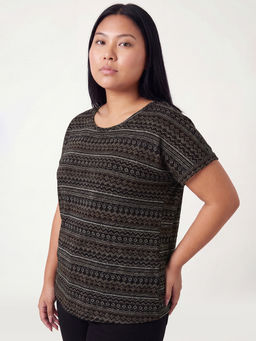 max - Women Embroidered Black T-Shirt