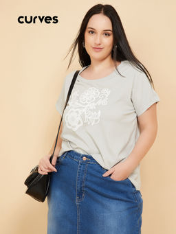 max - Women Floral Embroidered T-Shirt