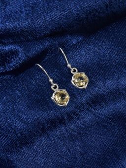 Margento Jewels - 925 Sterling Silver Prong Setting Elegant Yellow Citrine Earring