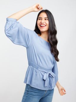 Zink London - Womens Blue Solid Top