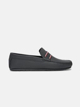 Tommy Hilfiger - Striped Black Leather Loafers