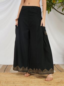 BOHOLYFE - Noir Ember Cotton Palazzo - Black