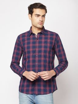 CRIMSOUNE CLUB - Men Checked Purple Shirt