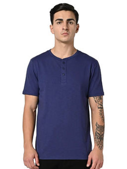 GAP - Men Navy Blue Half Sleeve Henley T-shirt