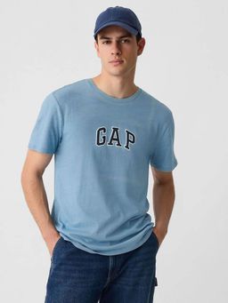 GAP - Men Blue Logo Applique Crew Neck T-shirt