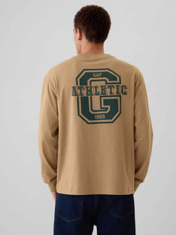 GAP - Men Beige Typographic Crew Neck T-shirt