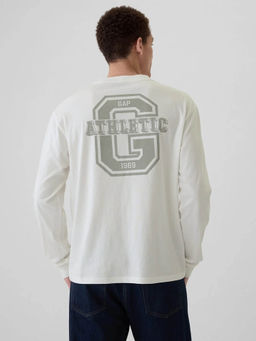 GAP - Men White Relaxed Crew Neck Graphic T-shirt