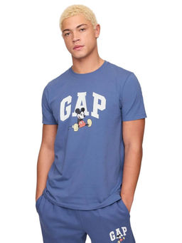 GAP - Men Blue Graphic Crew Neck T-shirt