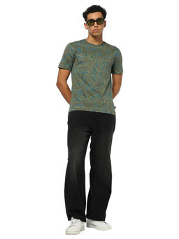 GAP - Men Olive Slim Fit Leaf Print Crew Neck T-shirt