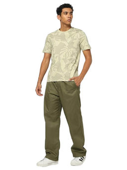 GAP - Men Beige Slim Fit Botanical Crew Neck T-shirt