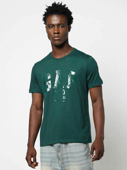 GAP - Men Green Crew Neck Logo T-shirt
