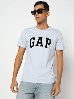 GAP - Men Blue Crew Neck Logo T-shirt