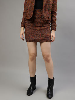 ELLE - Women Multi-Color Self-Design Relaxed Fit Pencil Skirt