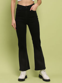 Madame - Cotton Blend Black Denim Jeans for Women