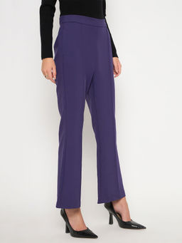 Madame - Pleated Flared Purple Trousers