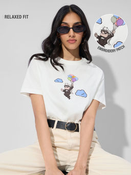 The Souled Store - Official Up: Adventure Women White Relaxed Fit T-shirt