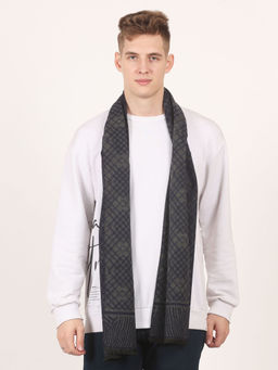 Calvadoss - Men Printed Navy Blue and Grey Muffler