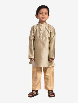 Pehanaava - Boys Designer Silk Blended Kurta & Pyjama Grey (Set of 2)