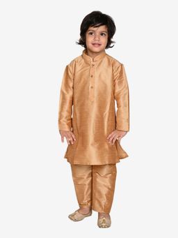 Pehanaava - Boys Ethnic Festive Silk Blend Kurta & Pyjama Roal Gold (Set of 2)